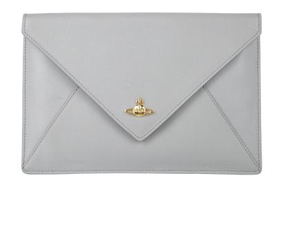 Envelope Clutch, &pound;90, Handbags, Grey, Leather, Front view
